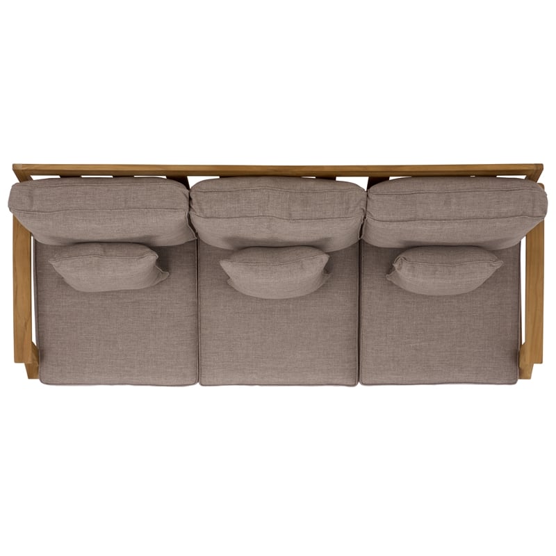 Safavieh Martinique Teak Wood Patio Sofa in Natural / Taupe