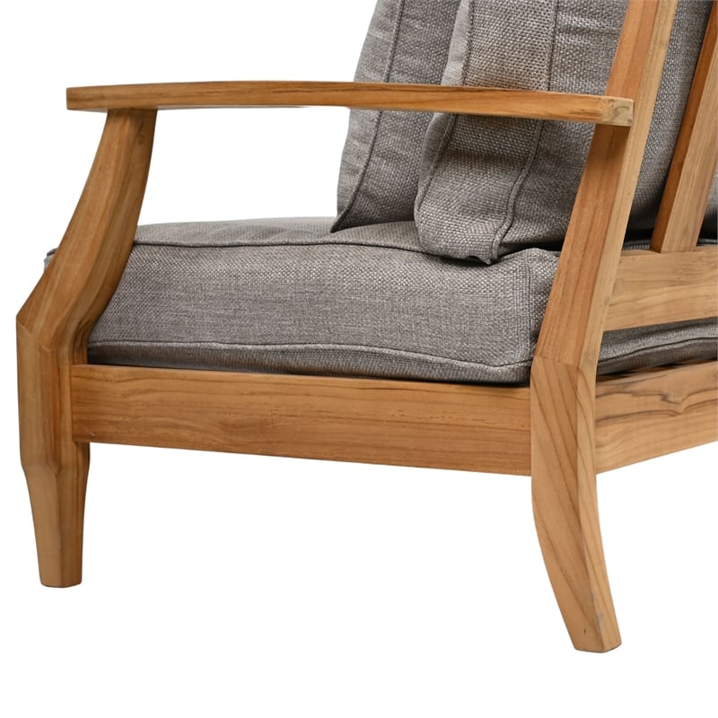 Safavieh Martinique Teak Wood Patio Sofa in Natural / Taupe