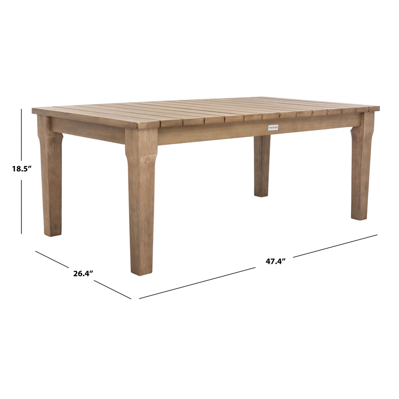 Safavieh Martinique Wood Patio Coffee Table in Natural