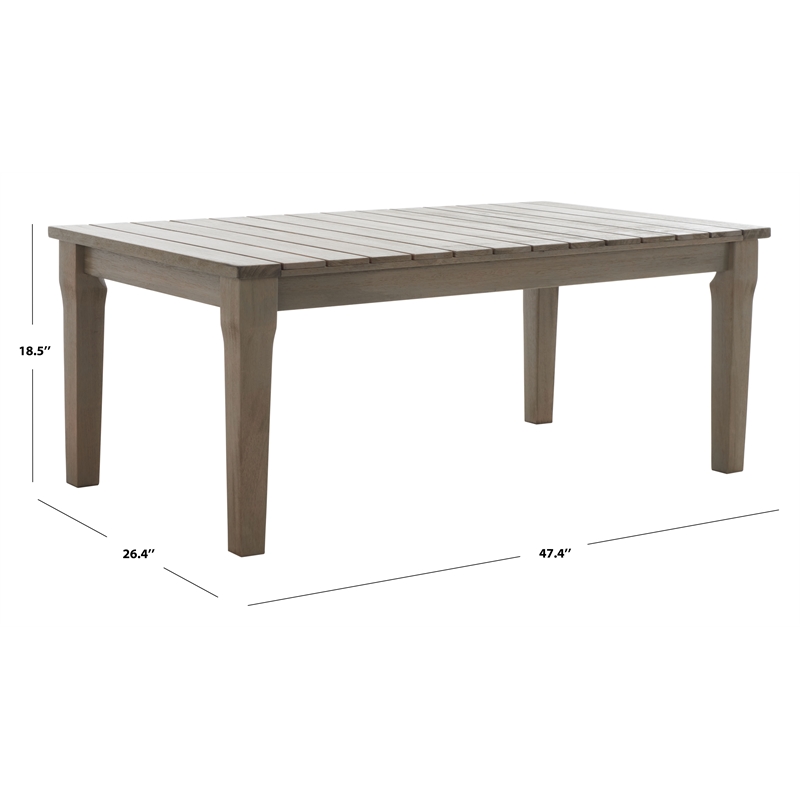 Safavieh Martinique Wood Patio Coffee Table  in Light Gray