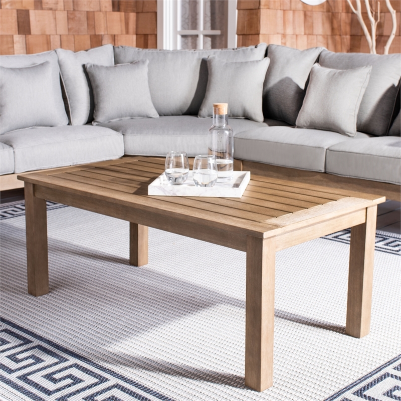 Safavieh Santa Cruz Wood Patio Coffee Table  in Natural
