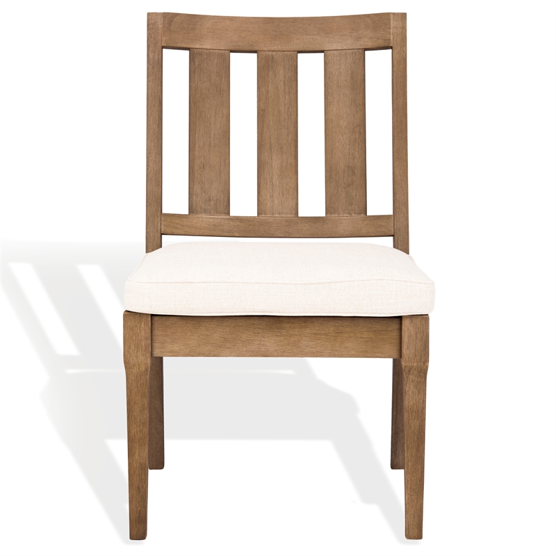 Safavieh Dominica Wood Outdoor Dining Chair in Natural / White
