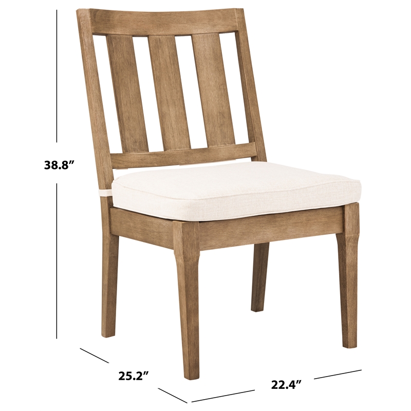 Safavieh Dominica Wood Outdoor Dining Chair in Natural / White