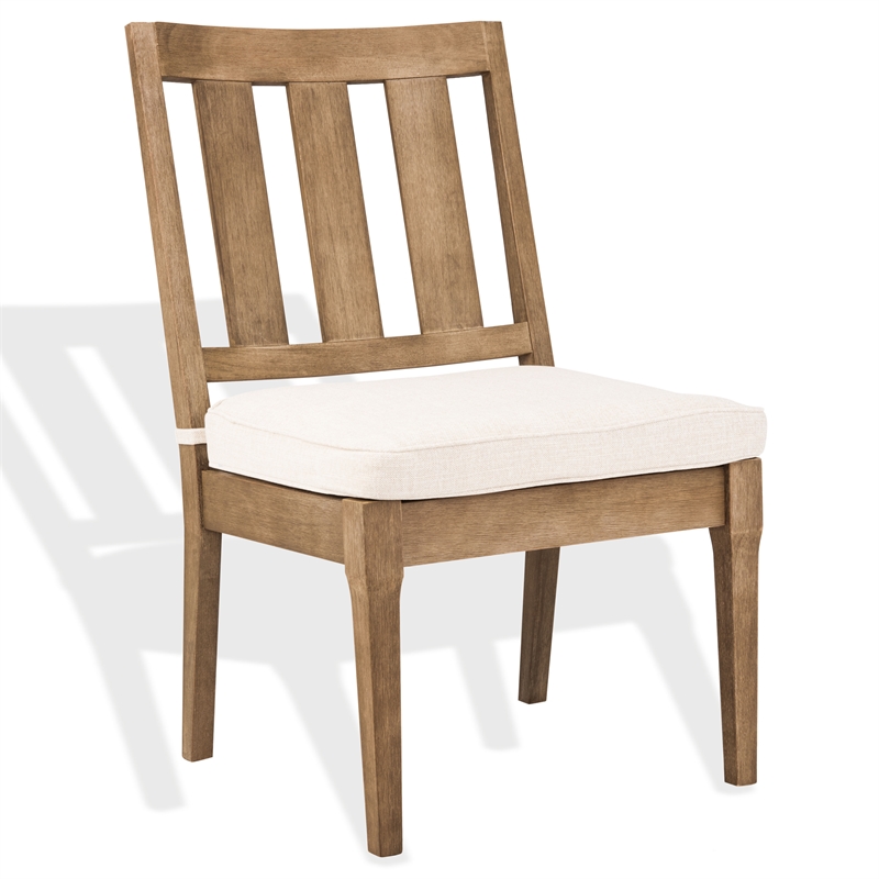 Safavieh Dominica Wood Outdoor Dining Chair in Natural / White
