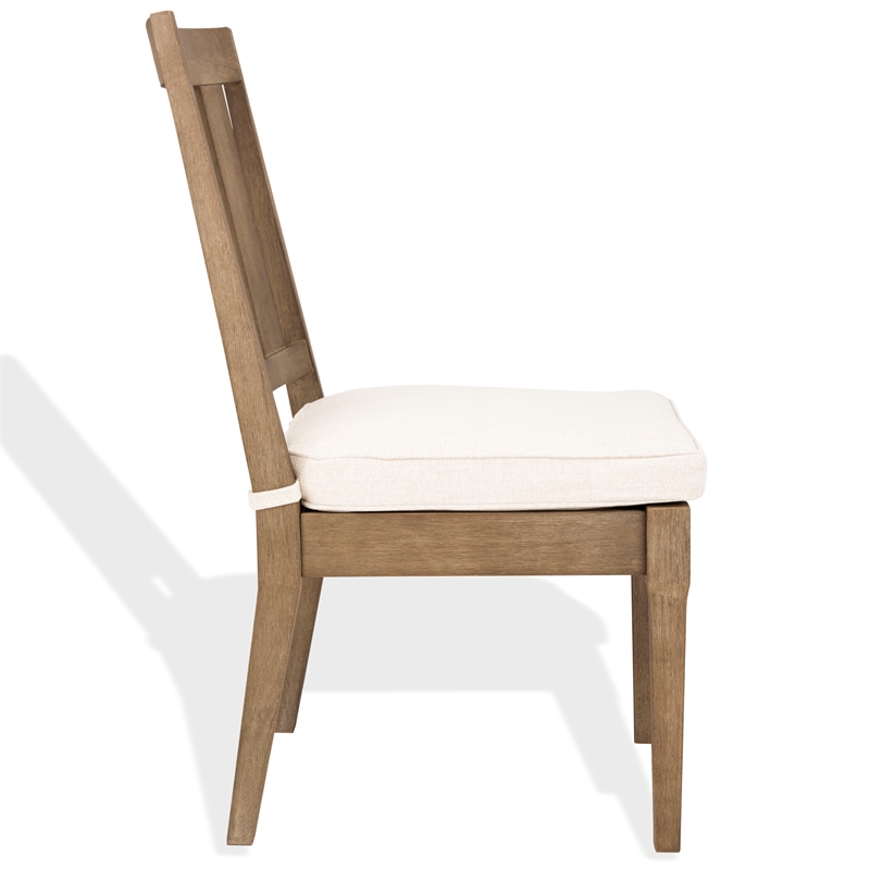 Safavieh Dominica Wood Outdoor Dining Chair in Natural / White