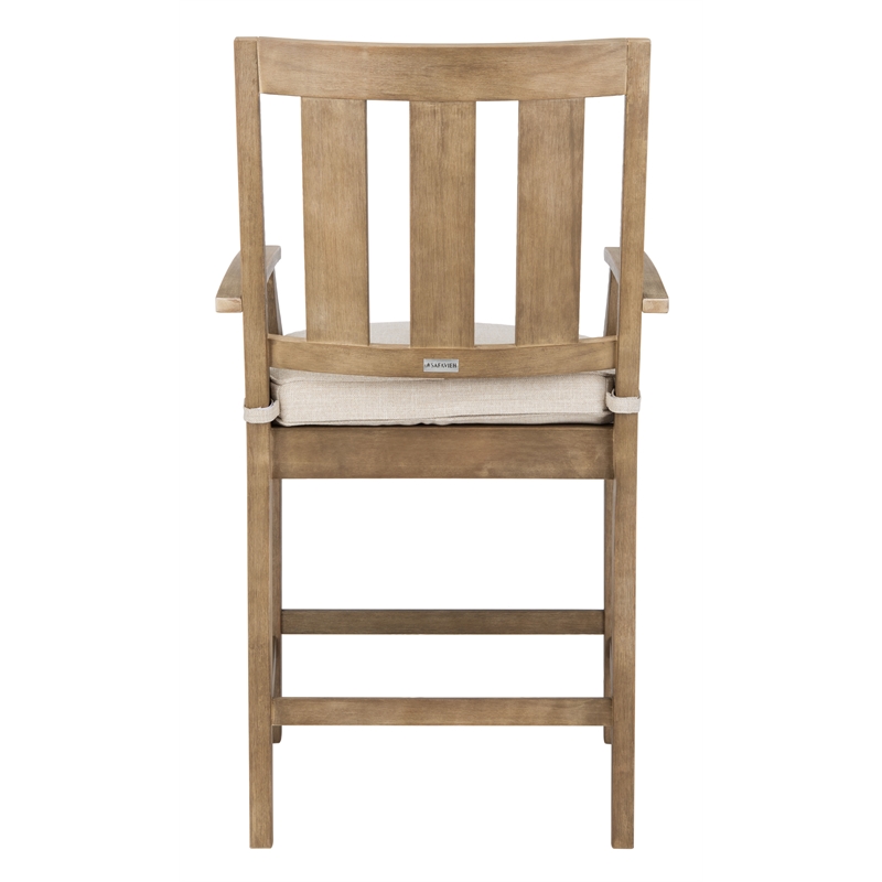 Safavieh San Salvador Wood Patio Counter Stool in Natural / White