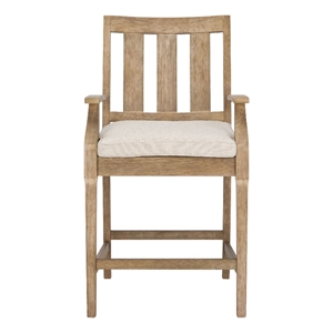 Safavieh San Salvador Wood Patio Counter Stool in Natural / White