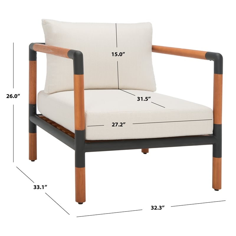 Safavieh Tommy Metal and Wood Patio Chair  in Black / White