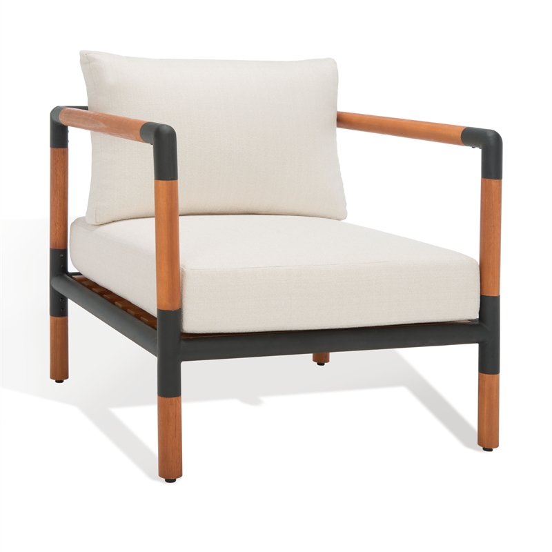 Safavieh Tommy Metal and Wood Patio Chair  in Black / White