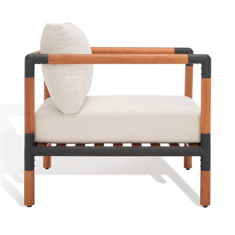 Safavieh Tommy Metal and Wood Patio Chair  in Black / White