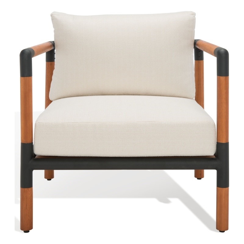 Safavieh Tommy Metal and Wood Patio Chair  in Black / White