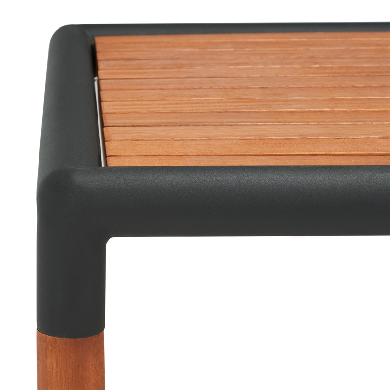 Safavieh Tommy Metal and Wood Patio Coffee Table in Black / Natural