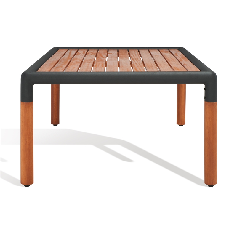 Safavieh Tommy Metal and Wood Patio Coffee Table in Black / Natural