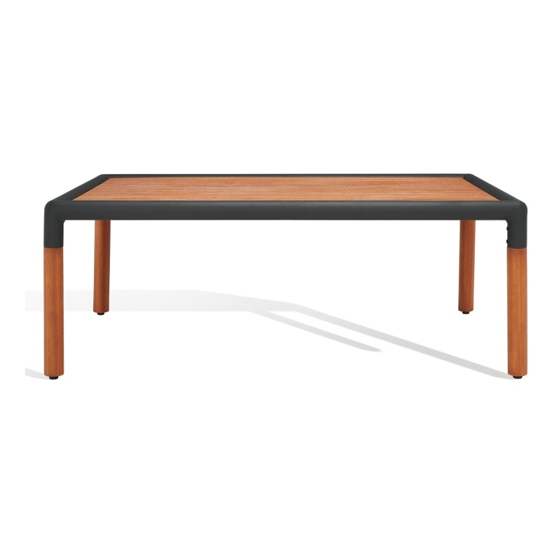 Safavieh Tommy Metal and Wood Patio Coffee Table in Black / Natural