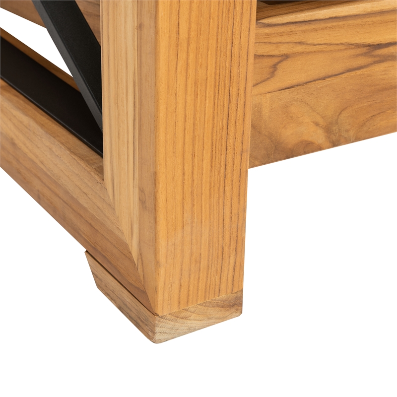 Safavieh Andros Teak Wood Patio Chair in Natural / Beige