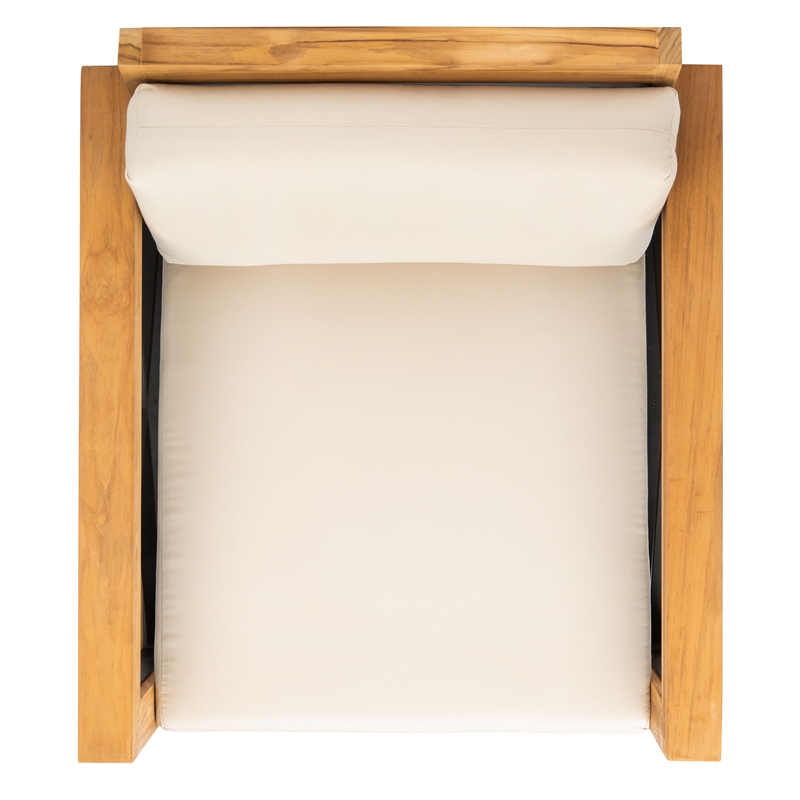 Safavieh Andros Teak Wood Patio Chair in Natural / Beige