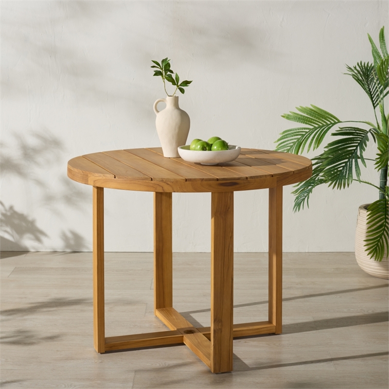 Safavieh Mayaguana Round Wood Dining Table in Natural