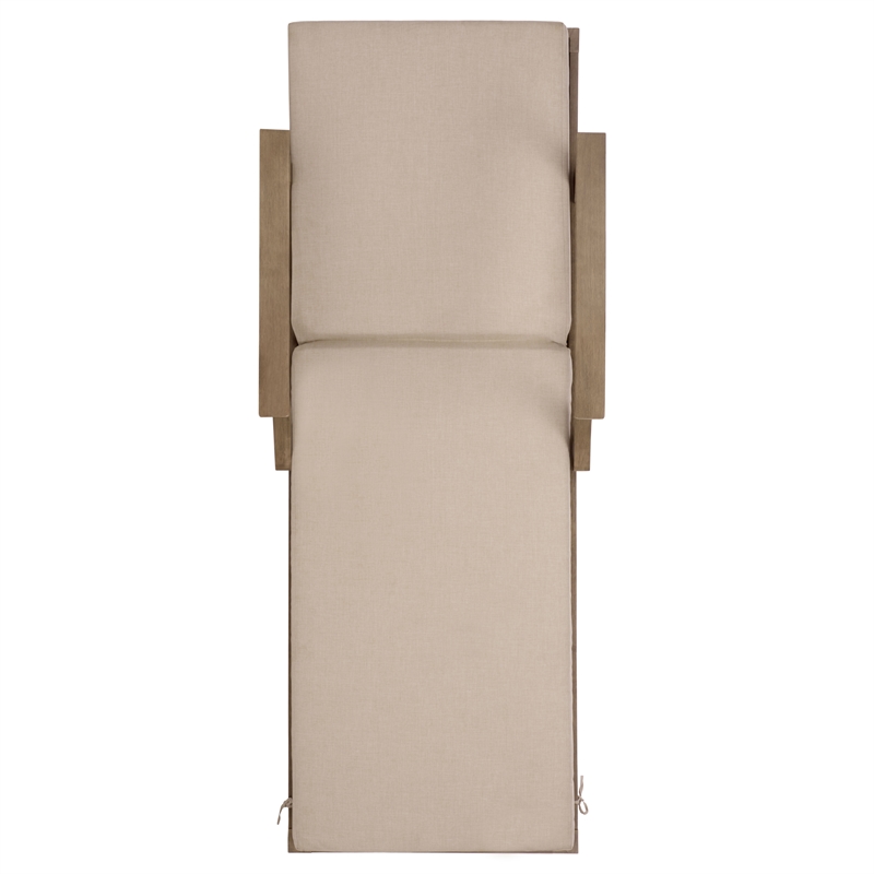 Safavieh Martinique Wood Patio Chaise Lounge in Natural / Beige