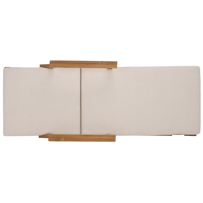 Safavieh Martinique Teak Wood Patio Chaise Lounge in White / Natural