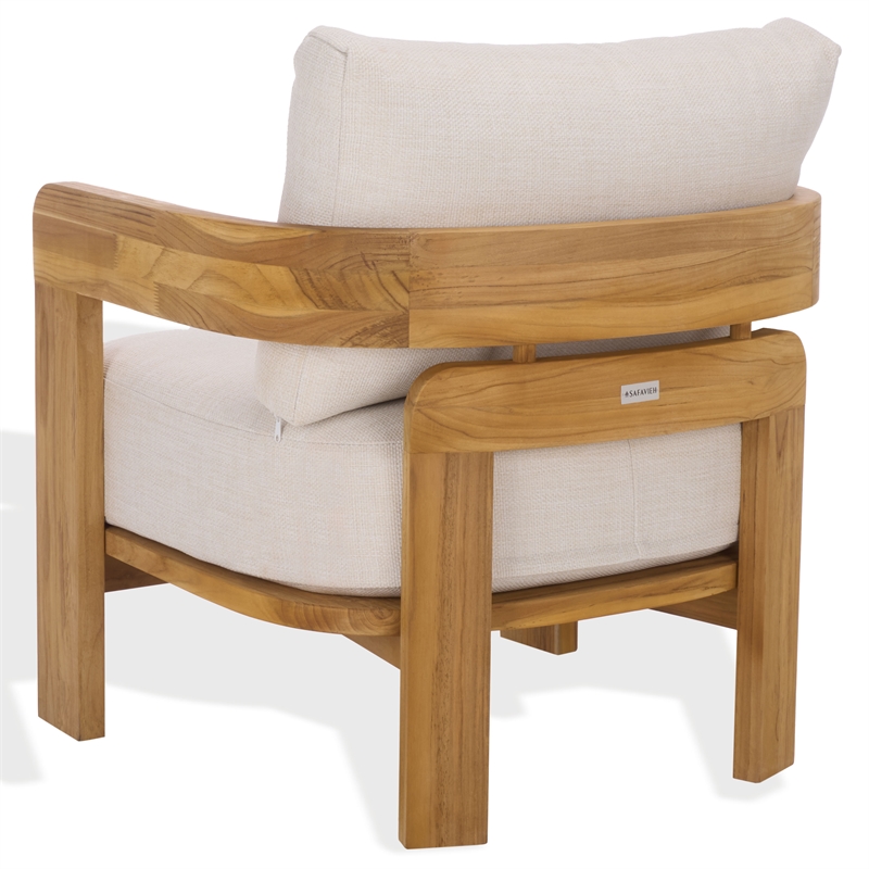 Safavieh Achilles Teak Wood Patio Chair  in White / Natural