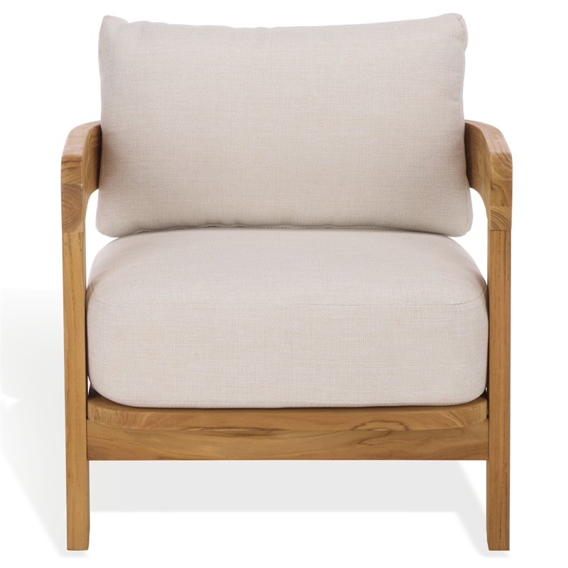 Safavieh Achilles Teak Wood Patio Chair  in White / Natural