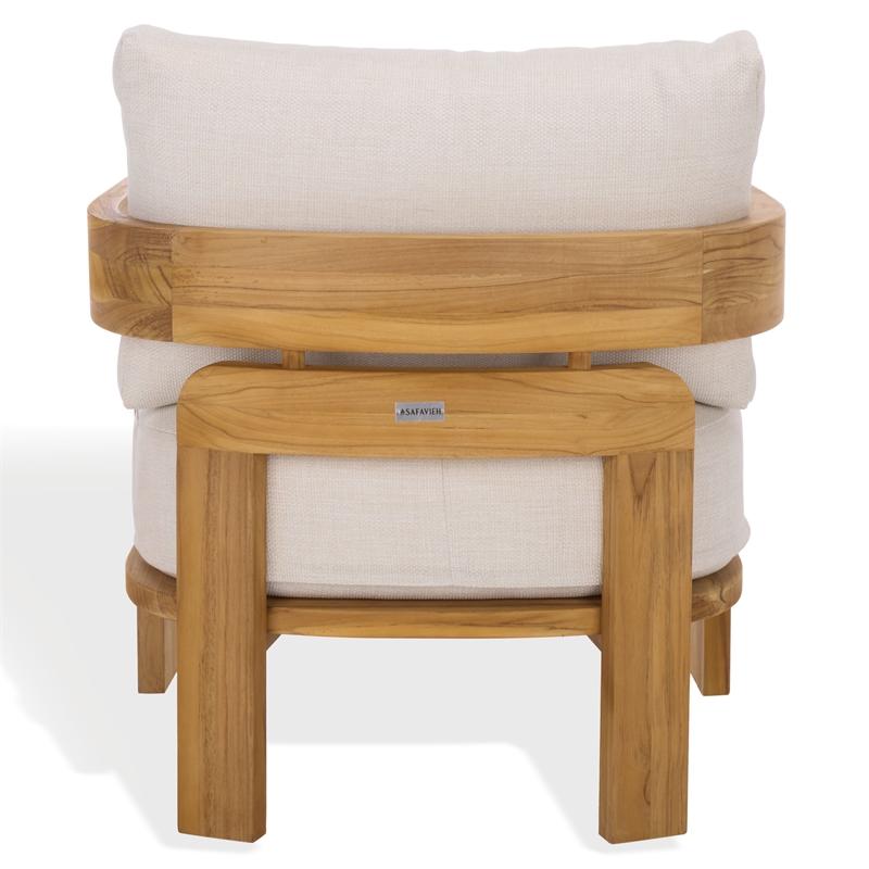 Safavieh Achilles Teak Wood Patio Chair  in White / Natural