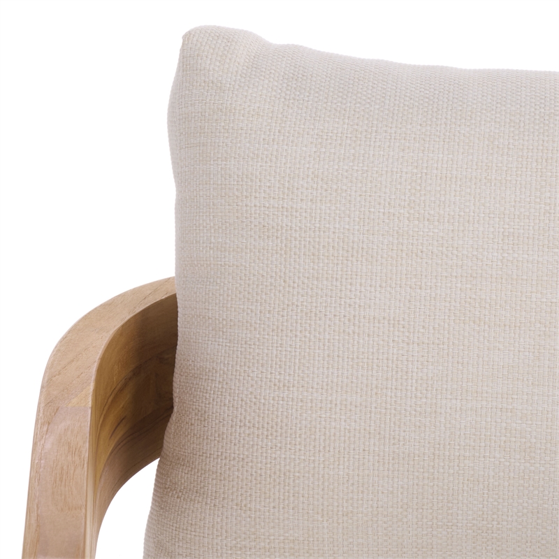 Safavieh Achilles Teak Wood Patio Sofa in White / Natural