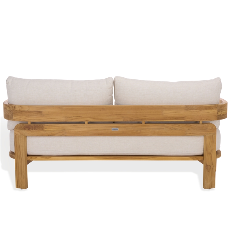 Safavieh Achilles Teak Wood Patio Sofa in White / Natural