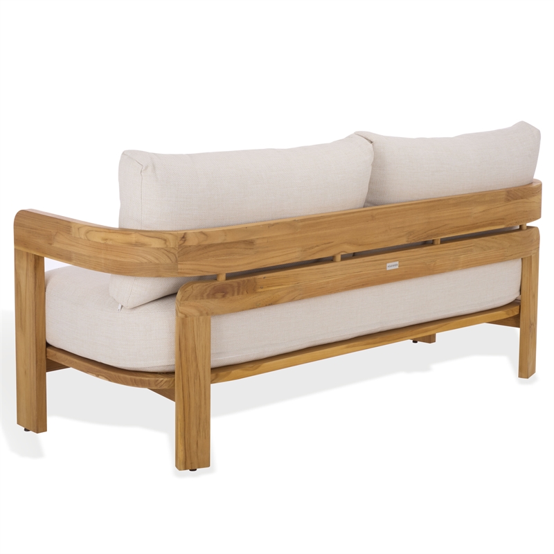 Safavieh Achilles Teak Wood Patio Sofa in White / Natural