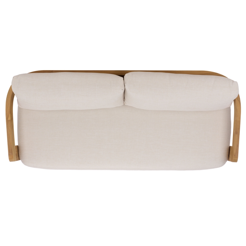 Safavieh Achilles Teak Wood Patio Sofa in White / Natural