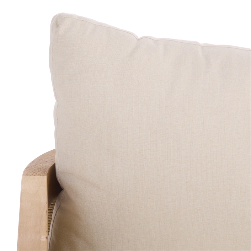 Safavieh Skipper Teak Wood Patio Sofa in Natural / Beige