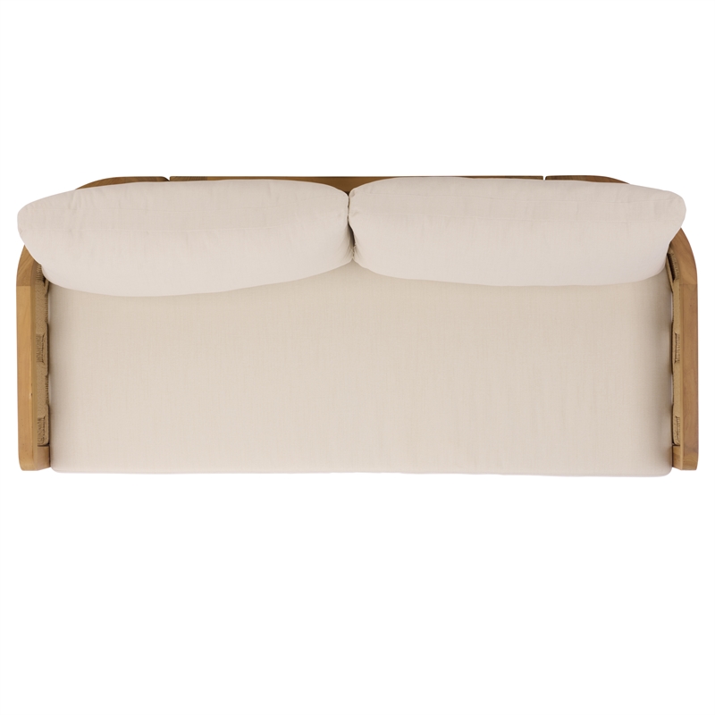 Safavieh Skipper Teak Wood Patio Sofa in Natural / Beige