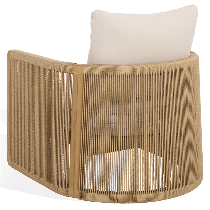 Safavieh Gale Teak Wood and Hyacinth Patio Chair in Natural / Beige