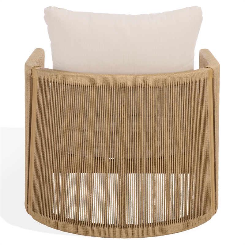 Safavieh Gale Teak Wood and Hyacinth Patio Chair in Natural / Beige