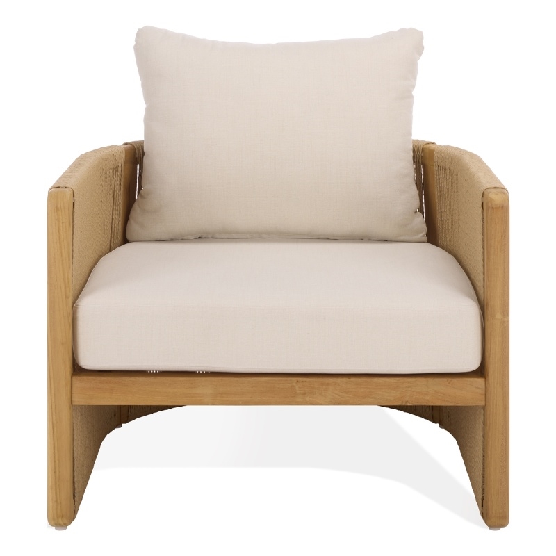Safavieh Gale Teak Wood and Hyacinth Patio Chair in Natural / Beige