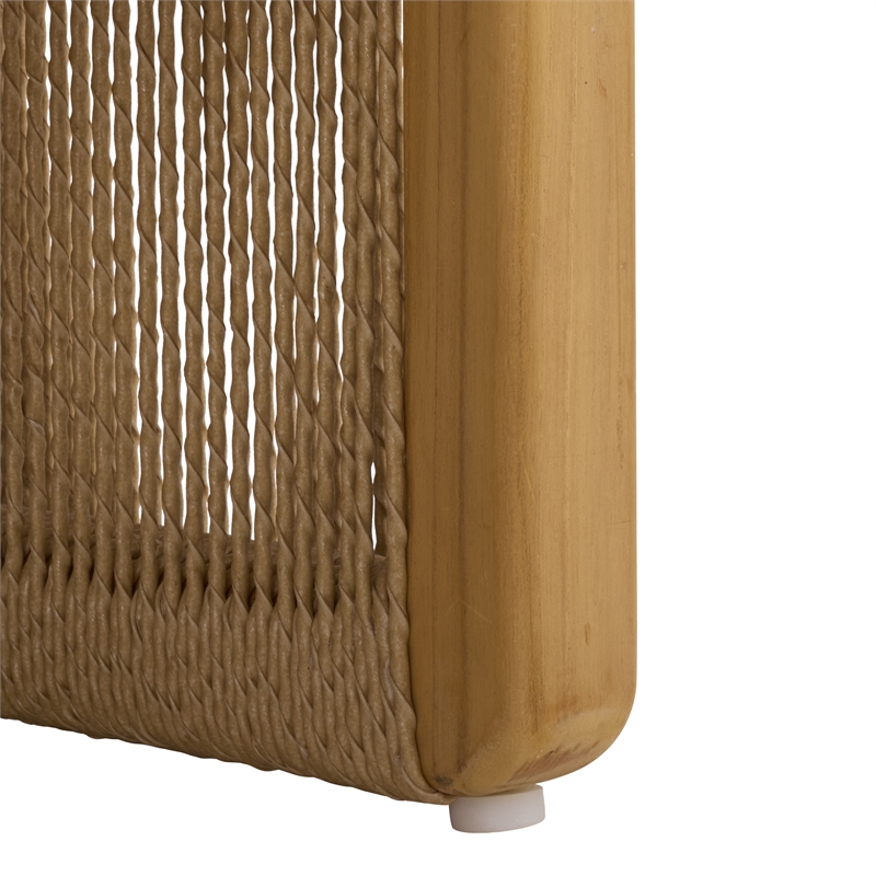 Safavieh Gale Teak Wood and Hyacinth Patio Sofa in Natural / Beige