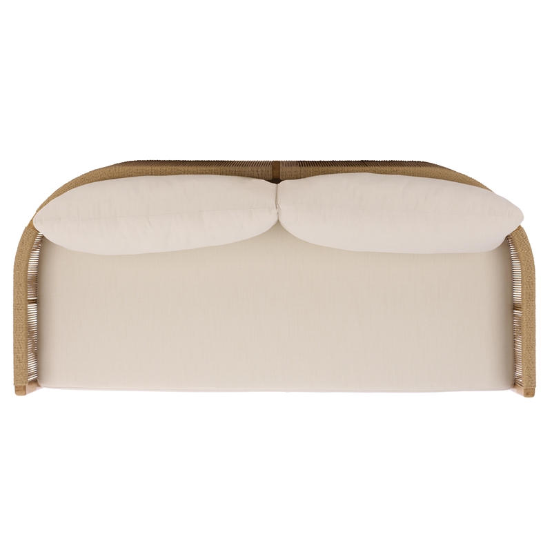 Safavieh Gale Teak Wood and Hyacinth Patio Sofa in Natural / Beige