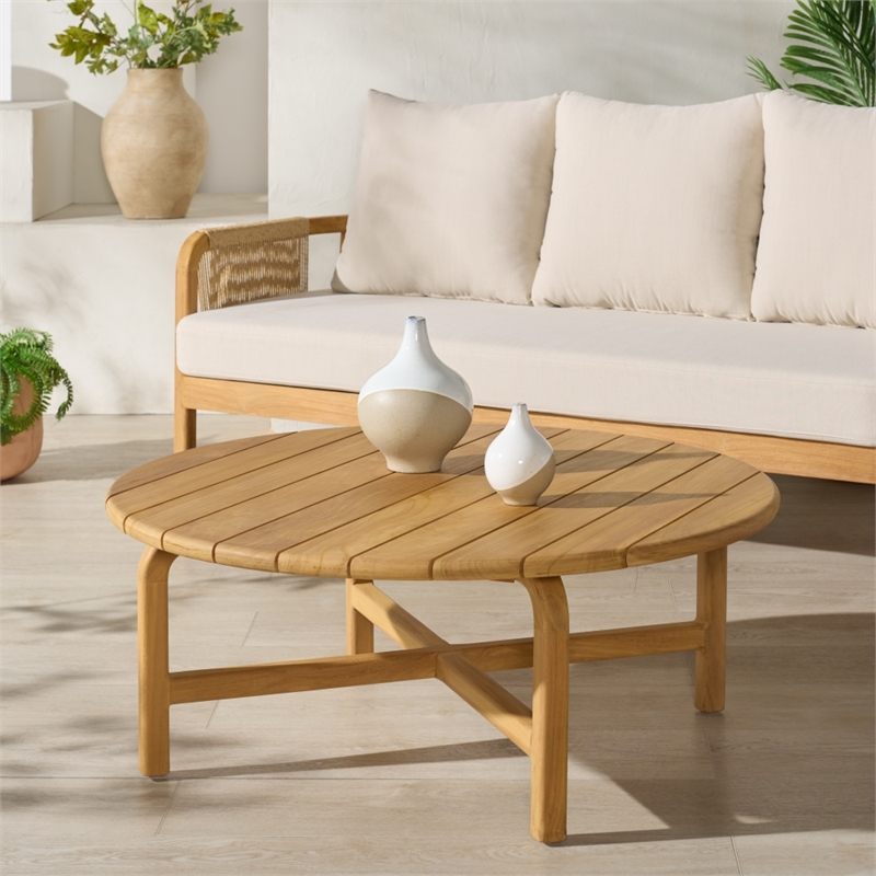 Safavieh Rogers Wood Outdoor Coffee Table in Natural