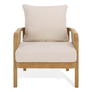 Safavieh Rogers Teak Wood and Hyacinth Patio Chair  in Natural / Beige