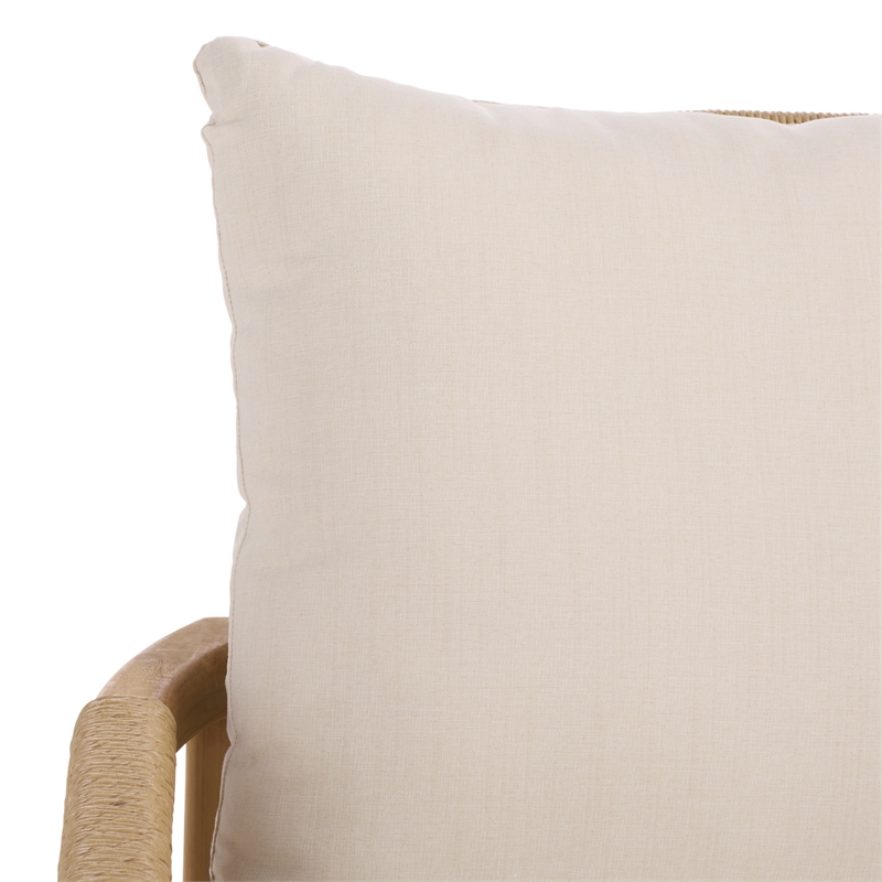 Safavieh Rogers Teak Wood and Hyacinth Patio Sofa in Natural / Beige