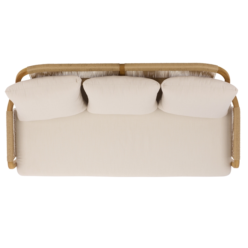 Safavieh Rogers Teak Wood and Hyacinth Patio Sofa in Natural / Beige