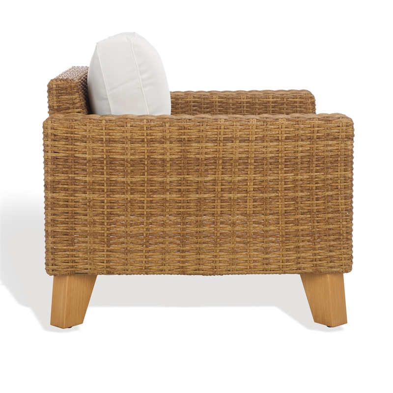 Safavieh Margarita Wicker Aluminum Patio Chair in Natural / White