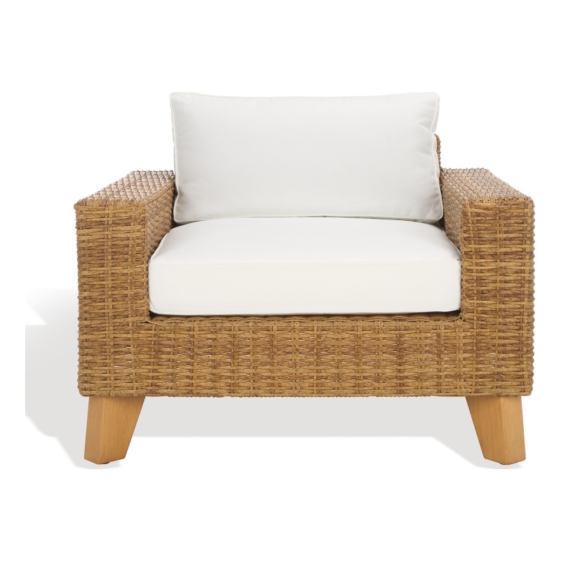 Safavieh Margarita Wicker Aluminum Patio Chair in Natural / White