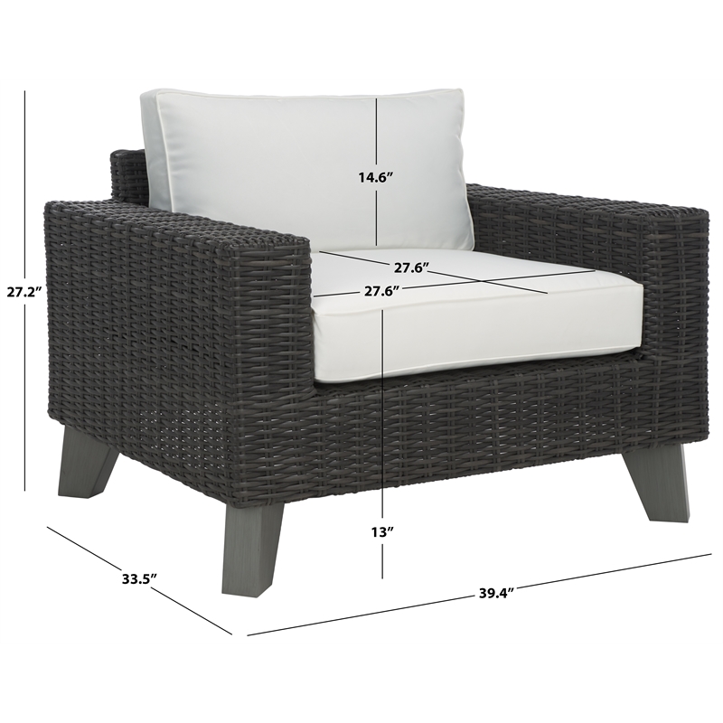 Safavieh Margarita Wicker Aluminum Patio Chair in Dark Gray / White