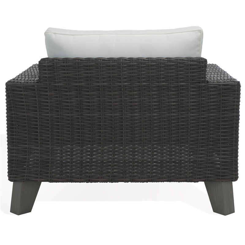 Safavieh Margarita Wicker Aluminum Patio Chair in Dark Gray / White