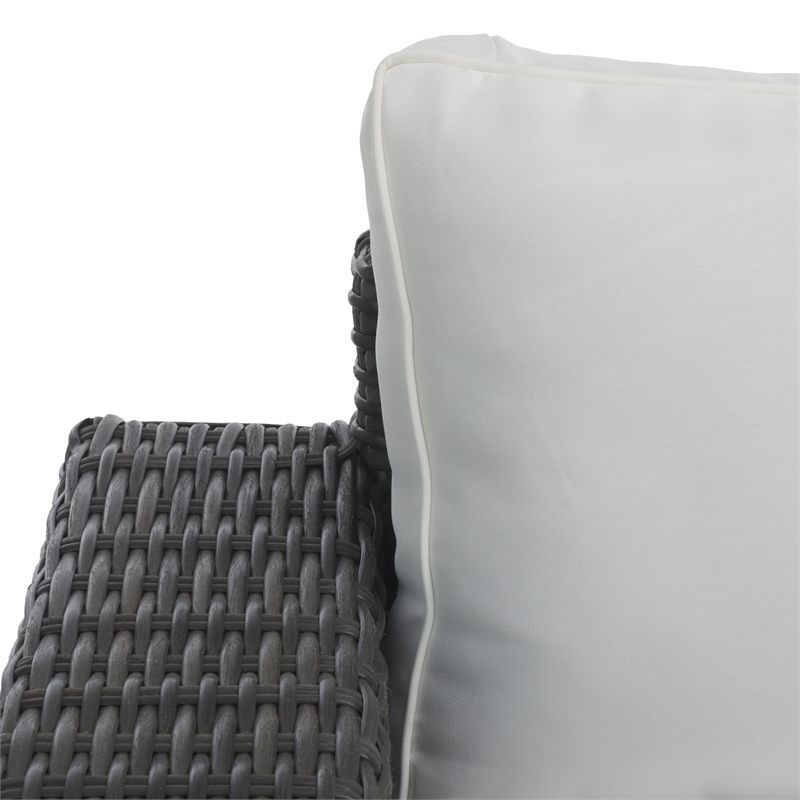 Safavieh Margarita Wicker Aluminum Patio Chair in Dark Gray / White