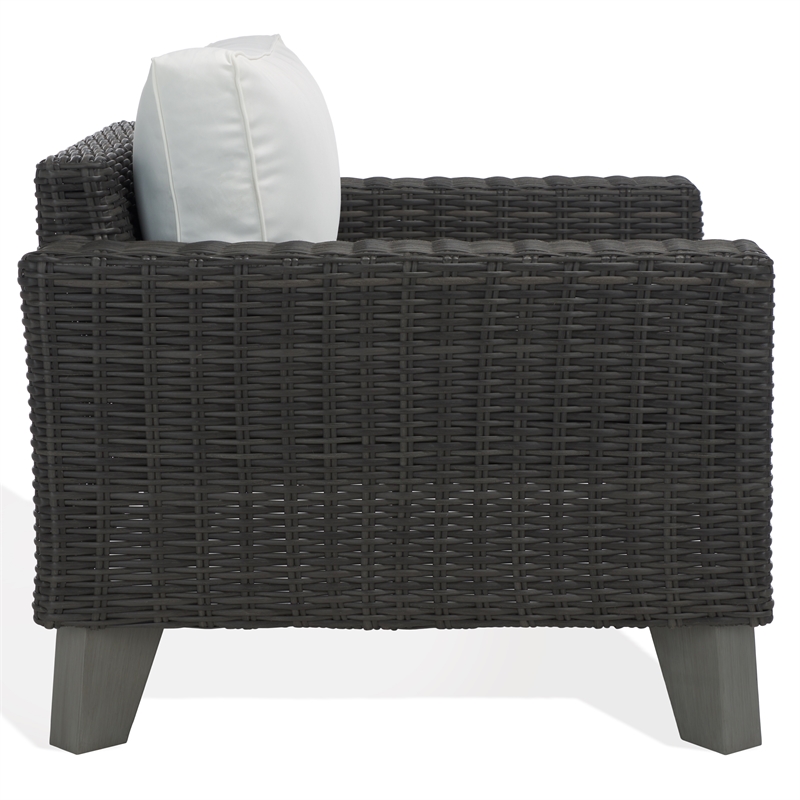 Safavieh Margarita Wicker Aluminum Patio Chair in Dark Gray / White