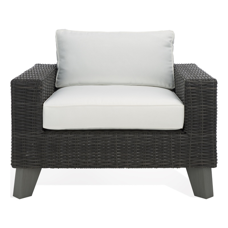 Safavieh Margarita Wicker Aluminum Patio Chair in Dark Gray / White