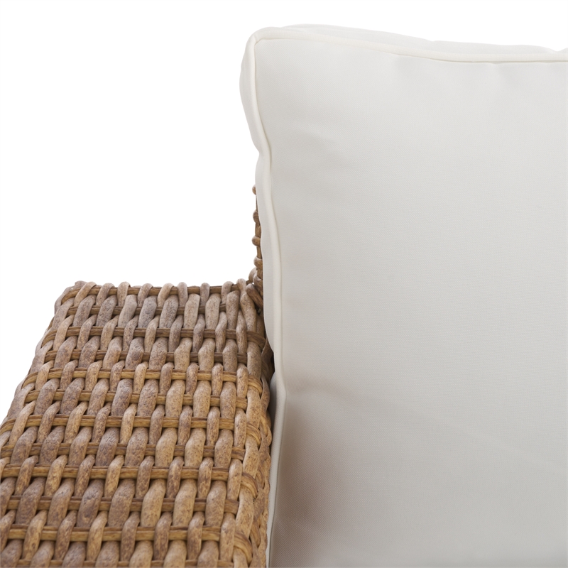 Safavieh Margarita Wicker Aluminum Patio Sofa in Natural / White