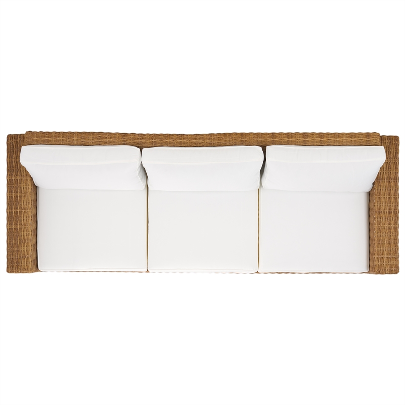 Safavieh Margarita Wicker Aluminum Patio Sofa in Natural / White
